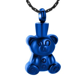 Cremation Jewellery Urn Necklaces for Ashes - Stainless Steel Teddy Bear Pendant Keepsake Memorial Pet Ash Holder, Stainless Steel, No Gemstone