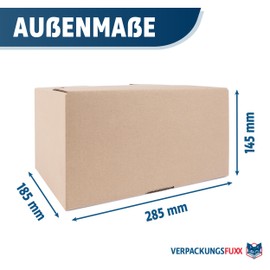 Shipping Boxes, Pack of 50, Parcels with Automatic Base, Brown Boxes for Posting, Outer Dimensions 285 x 185 x 145 mm, Folding Box for Shipping