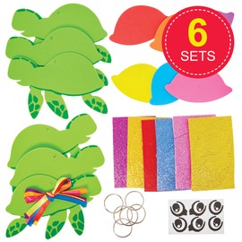 Baker Ross FN189 Turtle Mix and Match Bag Charm Sets - 6 Pack Keychain Craft Kits for Kids