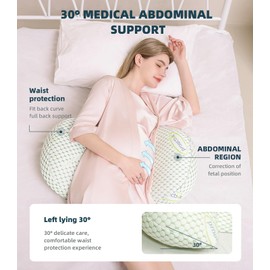 Oternal Pregnancy Pillow for Pregnant Women,Soft Pregnancy Body Pillow,Support for Back, HIPS, Legs,Maternity Pillow with Detachable and Adjustable Pillow Cover (Green, Plus)