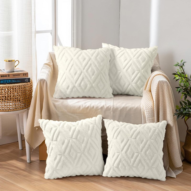 decorUhome Pack of 4 Faux Fur Throw Pillow Covers 18x18,