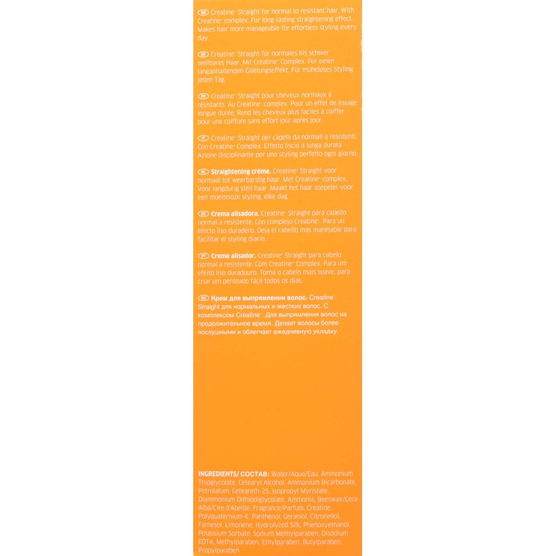 Wella Creatine Straight Smoothing Cream For Normal to Resistant Hair.