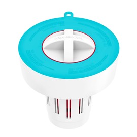 POOL FELLOWS Pool Tablet Dispenser for 3 inch Tablets, Floating Tablet Holder with Reminder and 3 Ajustable Settings, Durable Floater for Pools, Large Size, Teal