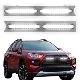 Luces de rejilla LED para accesorios Toyota RAV4 2019-2024, luz de inserción de parrilla delantera exterior para 5ª generación Hybrid Adventure TR D Off-Road 531110R1205311142220 (luces blancas)