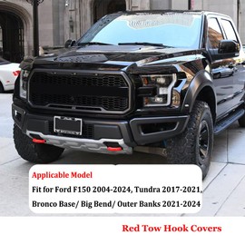 Tow Hooks Covers Fit for Ford F150 Accessories 2004-2025 Bronco Base/Big Bend/Outer Banks, Front Hitch Cover Compatible with Toyota Tundra Accessories 2017-2021