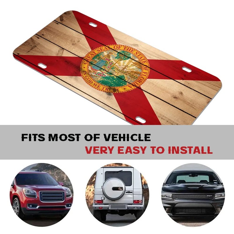 Florida Flag License Plate,Car Front License Plates with 4 Holes,