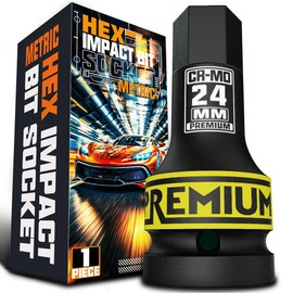 KIRXST 3/4" Impact Hex Bit Socket, H24 (24mm) Allen Key Socket, Premium CR-MO Steel, Metric 100mm Length