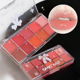 Paleta de brillo de labios gelatina de 1pc, paleta de labios hidratante de 10 colores, paleta de lápiz labial de alto pigmento, brillo de labios de larga duración, brillo de labios vibrante para