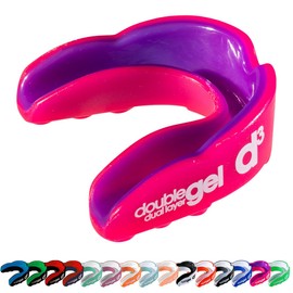 d3 Double Gel Dual Layer Gum Shield Adults Mouth Guard, Pink/purple, 0.061 Kilograms
