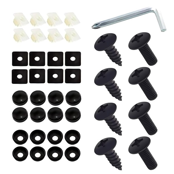 MLY 8 Sets Rustproof License Plate Screws Kit, Anti-Vibration Anti-Theft