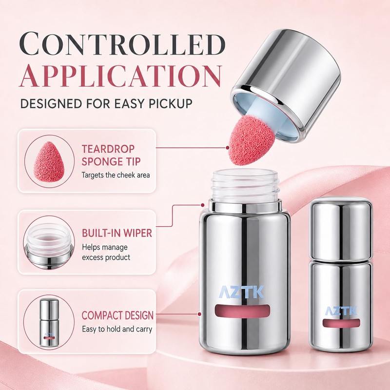 Liquid Blush, Aztk Jello Color Liquid Blush, Concealer with Sponge