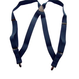 Holdup Suspender's Blue Trucker Style Hip-clip Suspenders in 1 1/2" Width and Silver-tone Non-Slip Clips