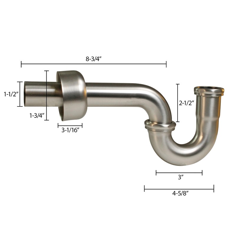 Westbrass A400-1-01 1-1/2" OD 17 gauge P-Trap with High Box
