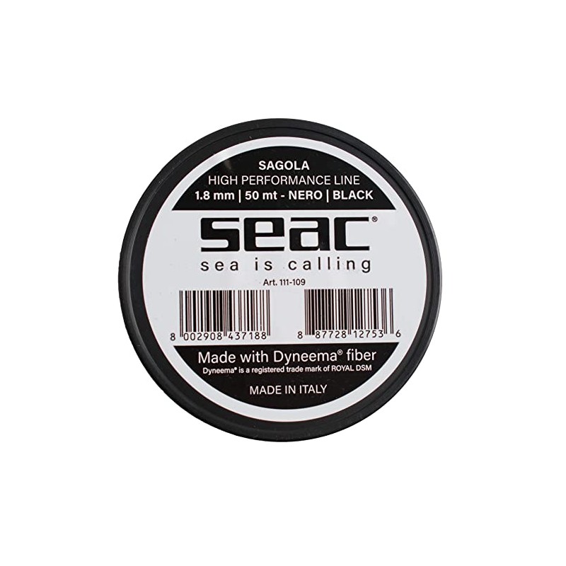 SEAC Unisex's Dyneema for Spearfishing,1.8mm,Black,1110109520000A