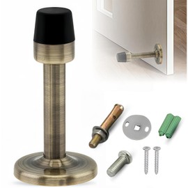 Door Stopper,Zinc Alloy and Rubber Anti-Collision Brushed Brass Door Stop Stoppers Home Hotel Office Accessory (Bronze)