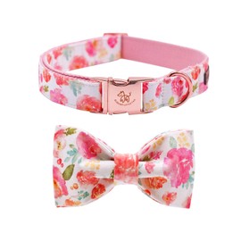 ELEGANT LITTLE TAIL Dog Collar, Durable Dog Collar with Bow Cotton with Webbing Girl Boy Bowtie Dog Collar Pet Collar Adjustable Dog Collars for Small Medium Large Dogs