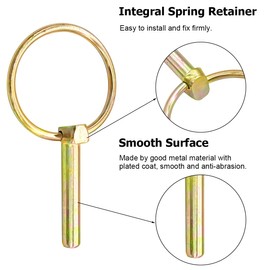 JNNJ 4 Pieces Folding Cotter Pins, Lawn Fasteners, Heavy Duty Lynch Pin Shaft Spring Loaded Linch Retaining Pins for Tractors, Trailers, Lawnmower(M6)