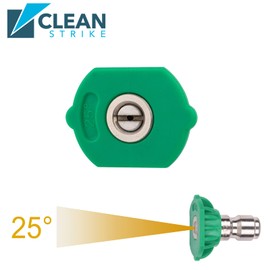 Clean Strike CS-1034 - Puntas de pulverización de 25 grados con ajuste de conexión rápida de 1/4 pulgadas, orificio de 4.0 y arandela a presión de 6200 PSI, paquete de 5 unidades, color verde