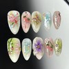 30Pcs 3D Cute Flower Press on Nails Medium Almond Fake