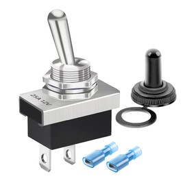 KILIGEN Metal Toggle Switch 25A 12VDC/15A 24VDC/10A 250VAC/15A 125VAC SPST On/Off 2Pin 2 Position with Upgrade Waterproof Cover Cap for Car KN3D-101