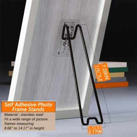 Joyangy 5 PCS Adjustable Metal Picture Frame Easel Backs, Self Adhesive Photo Frame Stands for Frames, Stainless Steel Easel Back Supports for Photos Paintings Display, 7.09"×2.17"