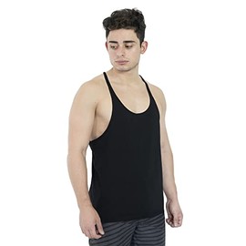 Yoked Apparel Men’s Stringer Tank Top for Weightlifting, Bodybuilding, and Fitness Workouts, Cotton Blend (Large, Black)