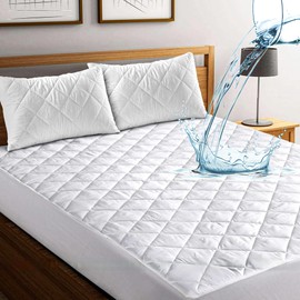 DANYDude Twin Mattress Protector, Waterproof, Breathable, Luxury Quilted, Machine Washable, White, 38 x 75 x 16 inches