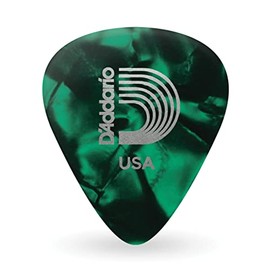 D'Addario Celluloid Guitar Picks - Guitar Accessories - Guitar Picks for Acoustic Guitar, Electric Guitar, Bass Guitar - Natural Feel, Warm Tone - Green, Light 0.50mm, 10-pack