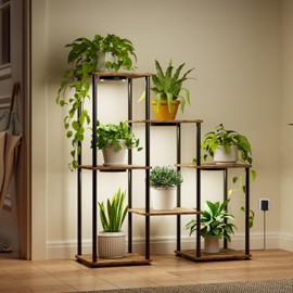 Bstrip Plant Stand Indoor with Grow Light, 33" High Indoor Plant Shelf, 7 Tier Flower Stand with Plant Light Full Spectrum, Metal Plant Holder with Light, laddered Plant Rack for Home, Corner