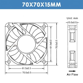 WINSINN DC 70mm Fan 24V 7015 Dual Ball Bearing Brushless Cooling 70x15mm 2PIN (Pack of 2Pcs)