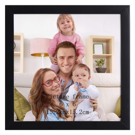 Giftgarden Black Picture Frame 15 x 15 cm, Modern Photo Frame for Square Photos and Pictures, Smooth Slim Design, Wall or Table Stand - Single