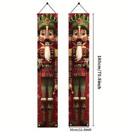 Saoplasa 2PCS Christmas Nutcracker Porch Banner Red Green Soldier Hanging Banner Decorations 71 x 12 Inch Outdoor Front Door Sign Holiday Decor for Winter Yard Entrance Party Wall Display