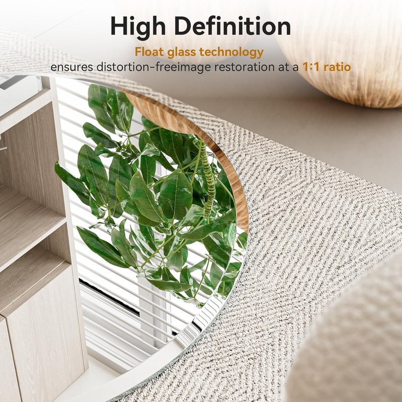 KOHROS Frameless Round Bathroom Mirror for Over Sink 24" x