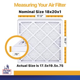 Filter King 18x20x1 Air Filter 4-PACK MERV 13 Actual Size 17.5 x 19.5 x .75"