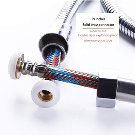 VASLON Copper Head Shower Hose Stainless Steel Extra Long Shower Head Hose Bathroom Handheld Showerhead Sprayer Extension Replacement,Polished Chrome 304 & Copper (304)