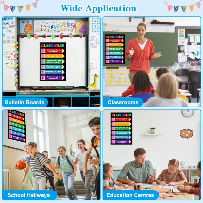 D4DREAM Classroom Rules Poster - 11.2''x16.5'' Colorful Classroom Educational Poster