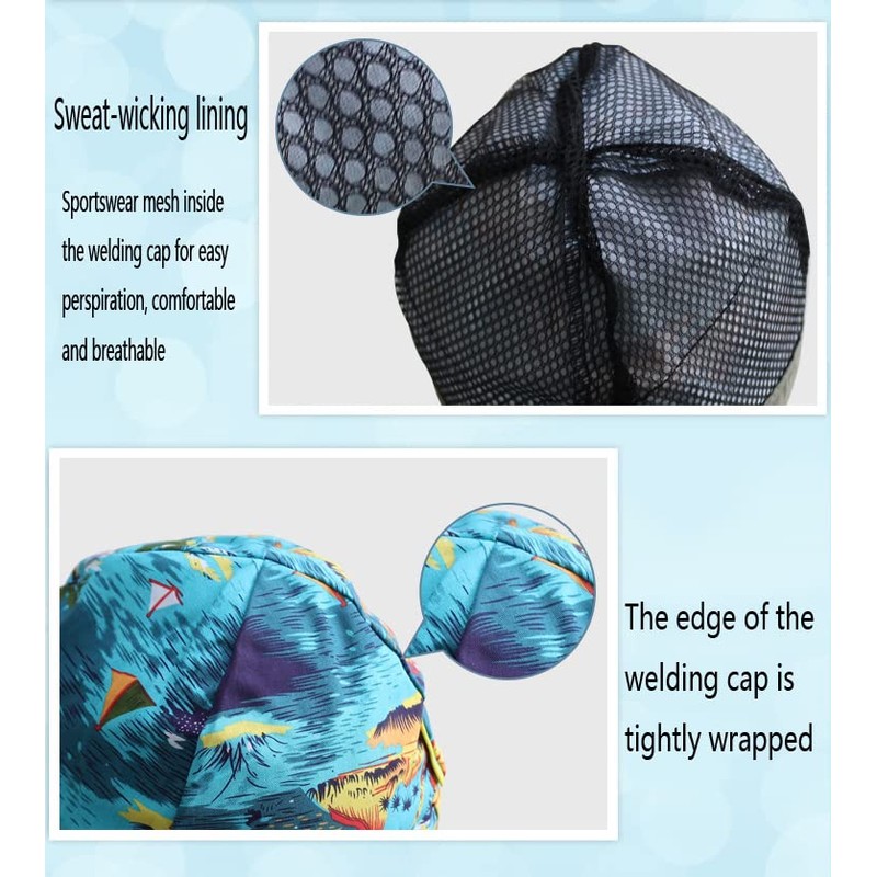 1 Pack Flame Retardant Welder Hats, Mesh Lined, Durable, For