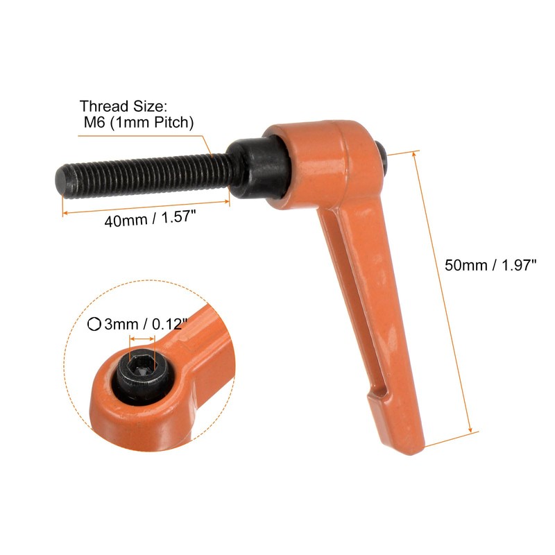 QUARKZMAN Adjustable Clamping Lever Handles M6 x 40 mm Male