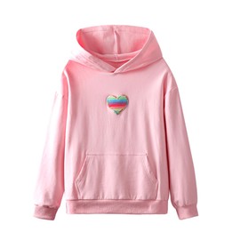 WELAKEN Rainbow Heart-shaped Sweatshirts for Girls Toddler & Kids II Little Girl's Pullover Tops Sweaters & Hoodies