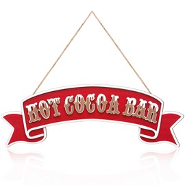 Otoolling Christmas Hot Cocoa Wooden Bar Decor Sign and Accessories Hot Chocolate Bar Supplies Cocoa Lovers Gift Coco Party Favors for Kitchen Cafe Pub Home Coffee Station
