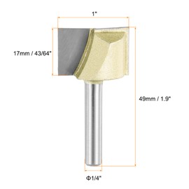 sourcing map Bottom Cleaning Router Bit 1" Diameter 1/4" Shank Carbide Tipped Cutter Surfacing Planing Router Bits for Woodworking Planing