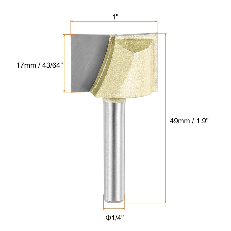 sourcing map Bottom Cleaning Router Bit 1" Diameter 1/4" Shank