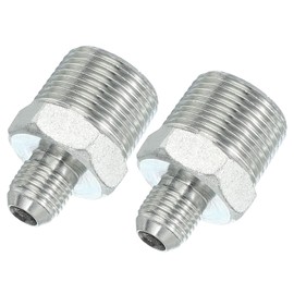 PATIKIL Hex Reducing Nipple Connectors Pipe Adapter 9/16" Male 37° Flare JIC x 3/4" Male NPT, 2 Pack Pipe Fitting Reducer Nipple Adapter Plated Steel Hydraulic Fitting