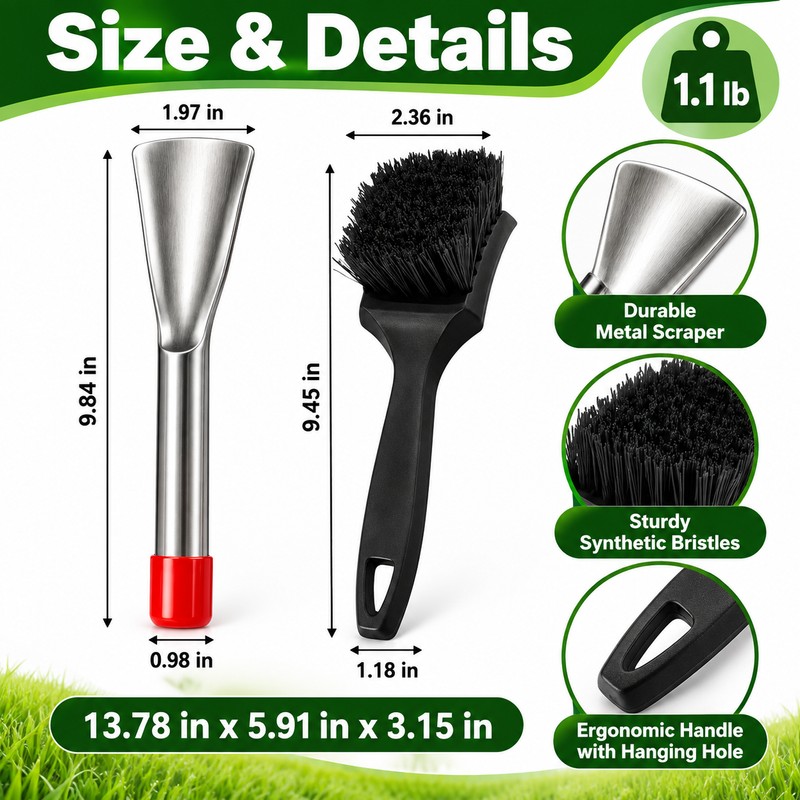 2Pcs Lawn Mower Deck Scraper and Cleaning Brush Set –