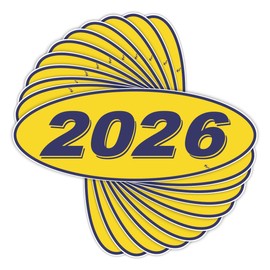 Versa Tags 2026 Oval Model Year Car Dealer Window Stickers Proudly Made in The USA Versa Oval Model Windshield Year Stickers are Blue and Yellow in Color Come Twelve (12) to A Pack