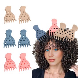 BelleVive 6 Pieces Hair Volume Clips, Root Clips for Curly Hair Volume and Claw Clips, Root Lifter for Bouncy Curls, Hairline Lifting Clips without Creases, Colour 3