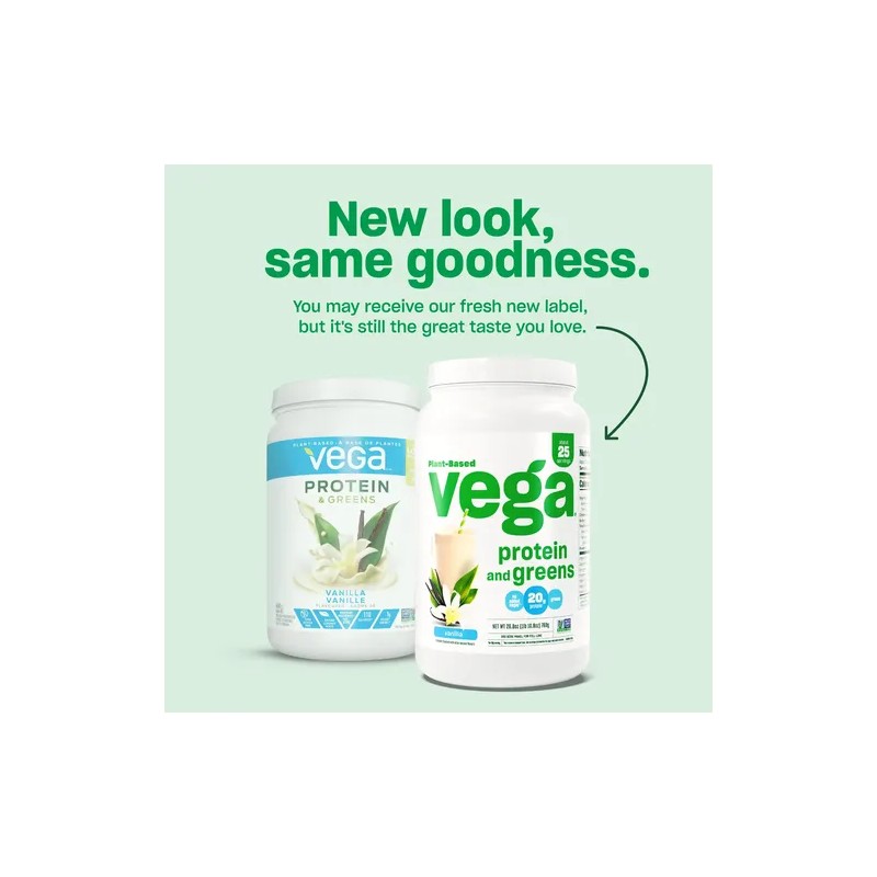 Vega Protein Greens, Vanilla - Plant Based Protein Powder,