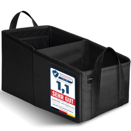 LIONSTRONG® Auto Organizer Box für Rücksitz & Beifahrersitz schwarz [WASSERABWEISEND] - Universeller Rückbank Organizer mit zwei großen Taschen - Aufbewahrungsbox Auto Zubehör (Box)