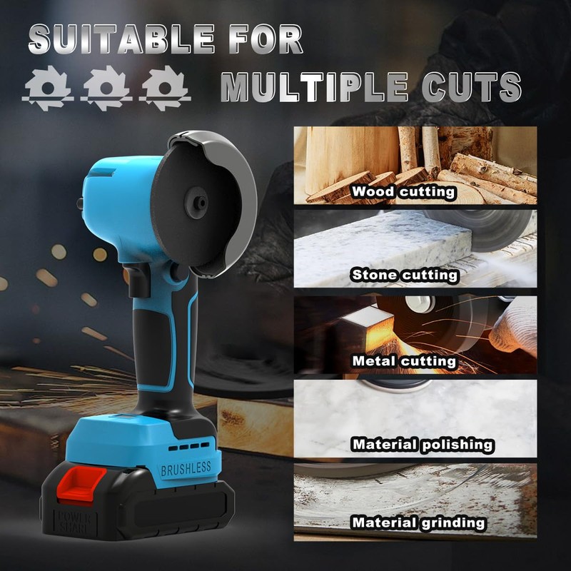 ZFULVO Brushless Cordless Angle Grinder Kit, 28000rpm Mini Electric Angle