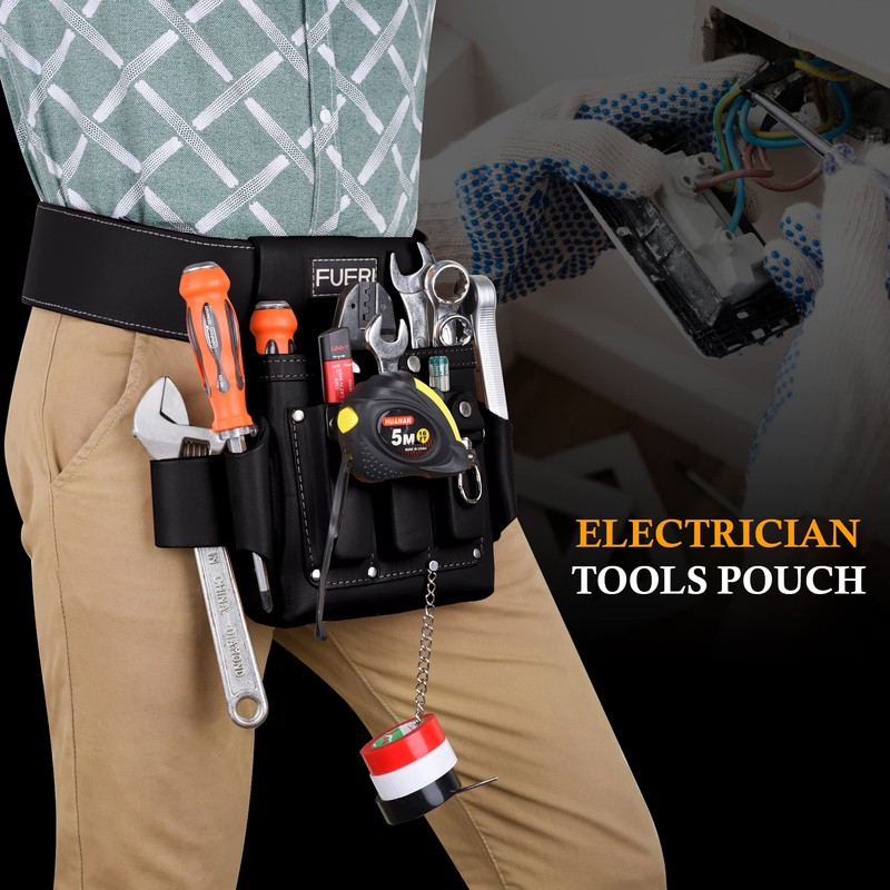 FUERI Professional Black 4 Pocket Electrician Tool Pouch, | High